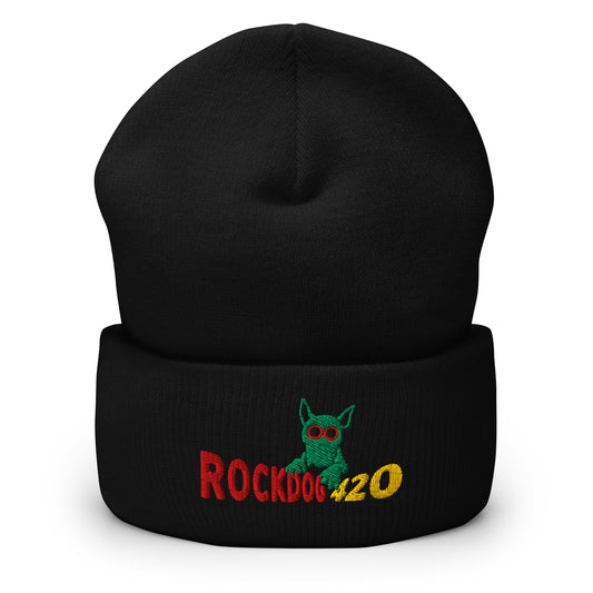 ROCKDOG420 Crew Beanie black – embroidered ROCKDOG420 logo, MTB cycling cap Neufahrn bei Freising Bavaria
