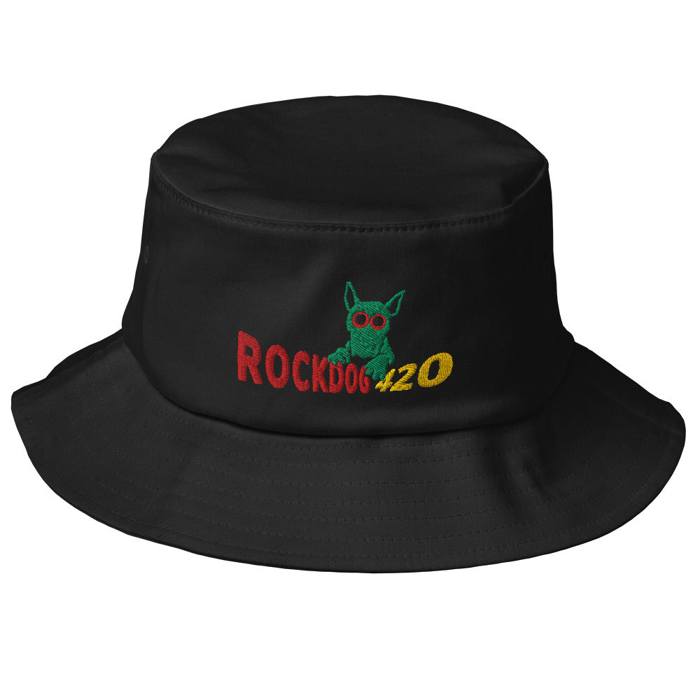 ROCKDOG420 Crew Bucket Hat black – downhill MTB streetwear cap, embroidered logo, NewDriveCity
